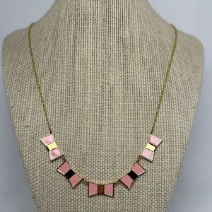 Kate Spade Pink & Gold Bow Necklace – 20” Long / 3” Extender (EUC)